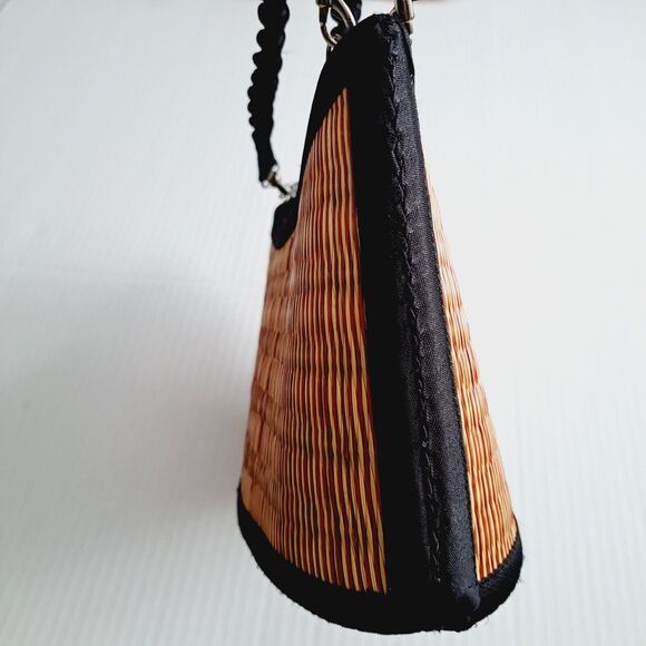 Bamboo Weave Purse Handbag Satin Trim Vacation Resort Travel Boho Beach Date - Picture 15 of 16